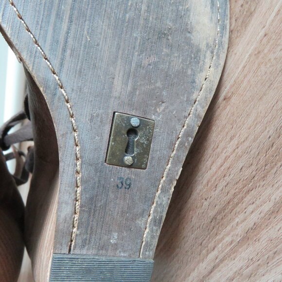 ANTHROPOLOGIE SCHULER & SONS PHILADELPHIA Soft Brown Leather Wedge Lace Up Shoes - Picture 12 of 13